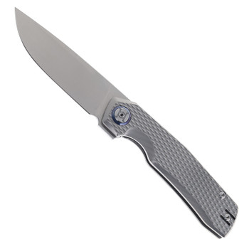 Kunwu TAO II Folding Knife Diamond Textured Titanium Handle Vanax Drop Point Plain Edge K703T-1