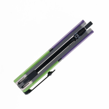 Maxace Capsule Pocket Knife Cerakote Purple/Green Titanium Handle M398 Blade MM49-1-B