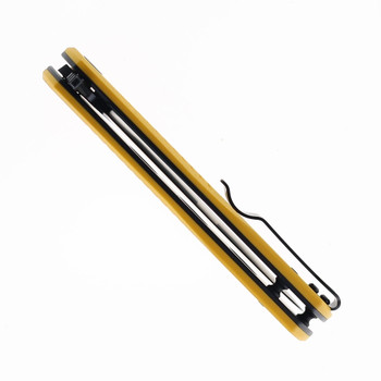 Klaken Knives Flint Folding Knife Yellow G10 Handle 14C28N Plain Black Blade J336-Flint-Yellow