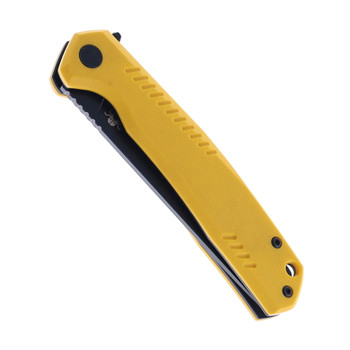 Klaken Knives Flint Folding Knife Yellow G10 Handle 14C28N Plain Black Blade J336-Flint-Yellow
