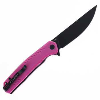 Klaken Knives Flint Folding Knife Magenta G10 Handle 14C28N Plain Black Blade J336-Flint-Magenta