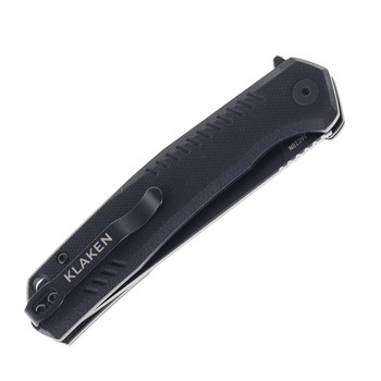 Klaken Knives Flint Folding Knife Black G10 Handle 14C28N Plain Black Blade J336-Flint-Black