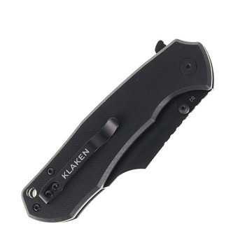 Klaken Knives Specter Folding Knife Black G10 Handle D2 Plain Black Blade K01-Specter-Black