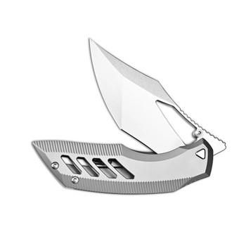 Artisan Cutlery Dark Wing Folding Knife Grey Titanium Handle S35VN Plain Edge Stonewash Finish 1887G-GY