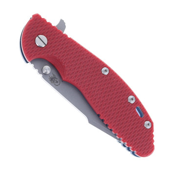 Hinderer Knives XM-24 Harpoon Spanto Blade Folding Knife Red G10 Battle Blue Titanium Handle Working Finish S45VN Blade