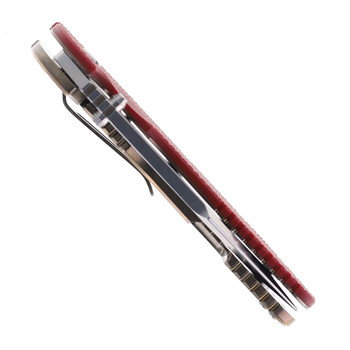 Hinderer Knives XM-24 Harpoon Spanto Blade Folding Knife Red G10 Stonewashed Bronze Titanium Handle Stonewashed S45VN Blade