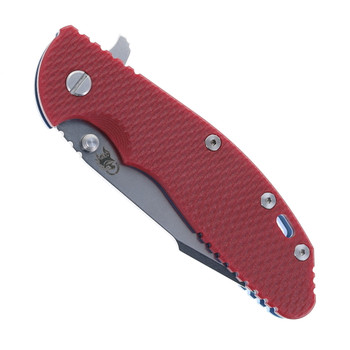 Hinderer Knives XM-24 Harpoon Spanto Blade Folding Knife Red G10 Stonewashed Blue Titanium Handle Stonewashed S45VN Blade