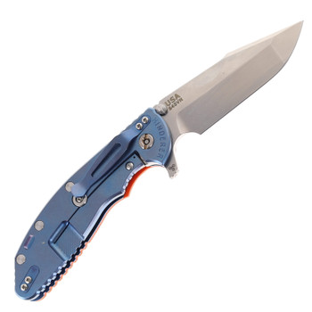 Hinderer Knives XM-24 Harpoon Spanto Blade Folding Knife Orange G10 Stonewashed Blue Titanium Handle Stonewashed S45VN Blade