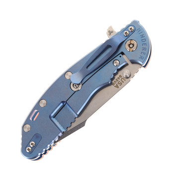 Hinderer Knives XM-24 Harpoon Spanto Blade Folding Knife Orange G10 Stonewashed Blue Titanium Handle Stonewashed S45VN Blade