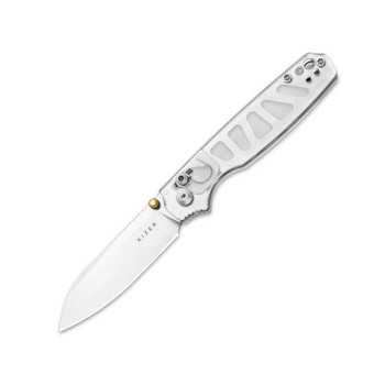 (No Box) Kizer Pokiman CS Folding Knife White Acrylic Handle AEB-L Sheepsfoot Plain Edge Satin Finish V3789A5