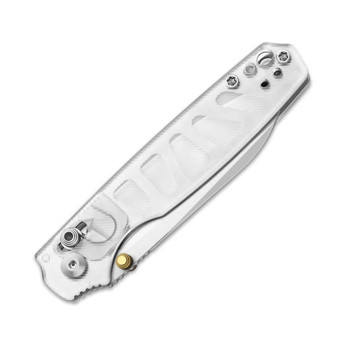 (No Box) Kizer Pokiman CS Folding Knife White Acrylic Handle AEB-L Sheepsfoot Plain Edge Satin Finish V3789A5