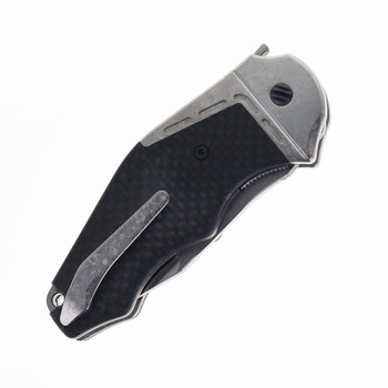 Yan Knives GTC Cabot Folding Knife Carbon Fiber w/ Crystal Titanium Bolster DLC Hardware S90V Blade