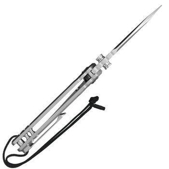 CJRB Tundra Folding Knife Grey Titanium Handle S35VN Drop Point Plain Edge Stonewash Finish J1966G-GY