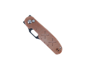 (From Collection) WMK Exclusive Kizer Yue Cormorant Folding Knife Brown Canvas Micarta  Handle Sheepsfoot 3V Plain Edge KI4562E1