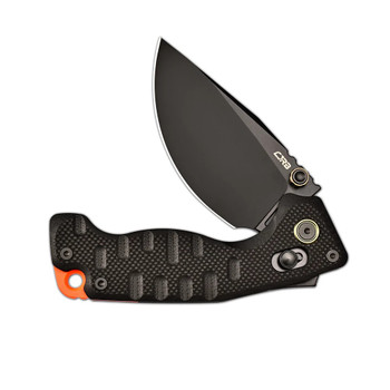 CJRB Doubletap Folding Knife Black G10 Handle D2 Drop Point Plain Edge Black PVD Finish J1970-BBK
