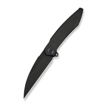 WE Fluxor Folding Knife Black Titanium Handle M390 Plain Black