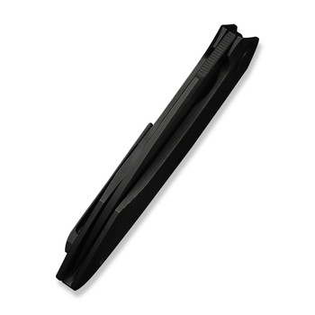 WE Fluxor Folding Knife Black Titanium Handle M390 Plain Black Blade WE23071-1