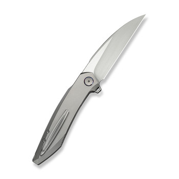 WE Fluxor Folding Knife Gray Titanium Handle M390 Plain Edge Hand Rubbed Satin Finish WE23071-2
