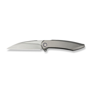 WE Fluxor Folding Knife Gray Titanium Handle M390 Plain Edge Hand Rubbed Satin Finish WE23071-2