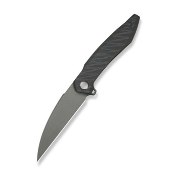 WE Fluxor Folding Knife Tiger Stripe Flame Titanium Handle M390 Plain Edge Gray Stonewash Finish WE23071-3