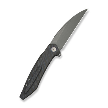 WE Fluxor Folding Knife Tiger Stripe Flame Titanium Handle M390 Plain Edge Gray Stonewash Finish WE23071-3