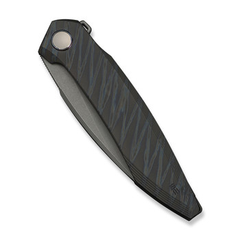 WE Fluxor Folding Knife Tiger Stripe Flame Titanium Handle M390 Plain Edge Gray Stonewash Finish WE23071-3
