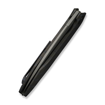 WE Fluxor Folding Knife Tiger Stripe Flame Titanium Handle M390 Plain Edge Gray Stonewash Finish WE23071-3