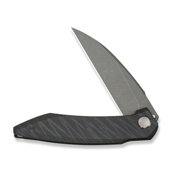 WE Fluxor Folding Knife Tiger Stripe Flame Titanium Handle M390 Plain Edge Gray Stonewash Finish WE23071-3