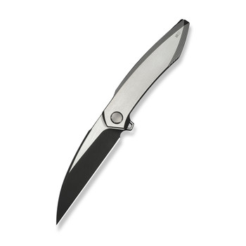 WE Fluxor Folding Knife Satin/Black Titanium Handle M390 Plain Edge Black Stonewash/Satin Flat Finish WE23071-4