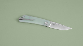 (From collection) Exclusive Real Steel Luna Lite Slip Joint Knife Natural Jade G10 Handle Plain Edge D2 Blade 7015