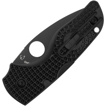 (Collectors Club #23)  Spyderco Lil' Native Folding Knife CTS-BD1 DLC Blade Lockback Black FRN Handle C230PBBK