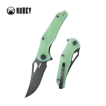 (Wrong Box) Open box/Returned  Kubey Phemius Liner Lock Folding Knife Jade G10 Handle 14C28N Clip Point Plain Edge Blackwash Finish KU149H