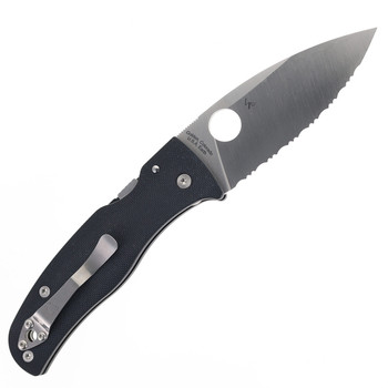 (Collectors Club #23)  Spyderco Bodacious Folding Knife Black G10 Handle S30V Full Serrated Spyder Edge C263GS