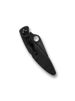 (Collectors Club #23) Spyderco Police Folding Knife Lock Back Black Stainless Handle Black VG10 Blade C07BKP
