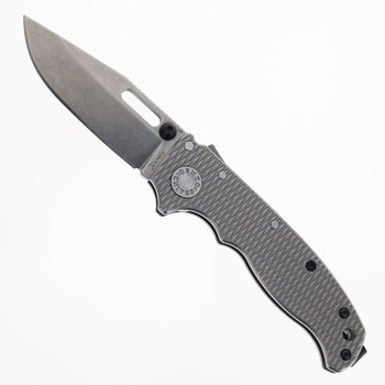 (Custom Black Hardware) Demko AD20.5 Folding Knife Textured Titanium Handle 3V Blade Steel Clip Point