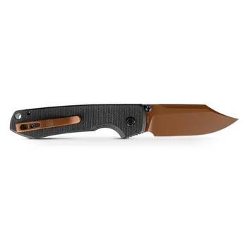 Vosteed Raccoon 2.0 Folding Knife Black G10 Handle 14C28N Bowie Plain Edge Copper Dune Finish A2926