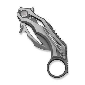 WE Cryonix Folding Knife Gray/Satin Titanium Handle M390 Plain Edge Gray Stonewash/Satin Flat Finish WE24070-2
