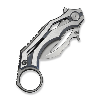 WE Cryonix Folding Knife Blue/Satin Titanium Handle M390 Plain Edge Stonewash/Satin Flat Finish WE24070-4