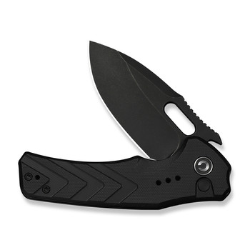 Civivi Vexron Folding Knife Milled Black G10 Handle 14C28N Plain Edge Black Stonewash Finish C24066-1