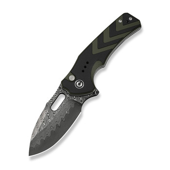 Civivi Vexron Folding Knife Milled Black/Green G10 Handle Damascus Plain Edge C24066-DS1