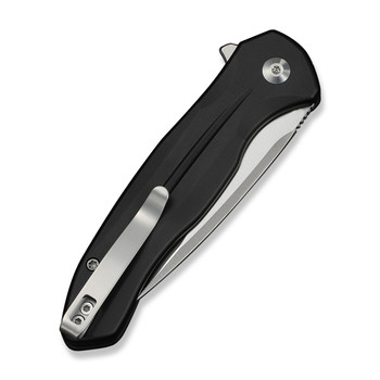 Civivi Button Lock Kitefin Folding Knife Black Aluminum Handle 14C28N Plain Edge Satin Finish C24091-1