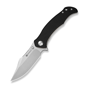 Sencut Tauron Folding Knife Black G10 Handle D2 Plain Edge Stonewash Finish S25060-1