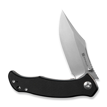 Sencut Tauron Folding Knife Black G10 Handle D2 Plain Edge Stonewash Finish S25060-1