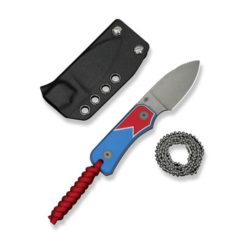 Civivi Baby Banter Fixed Blade Knife Jump Edition Red/White/Blue G10 Handle Nitro-V Plain Edge Gray Stonewash Finish C23045A-1