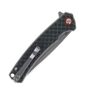 Klaken Knives Folding Knife Black Micarta Handle D2 Plain Edge Stonewash Finish J339-Valdur-Black