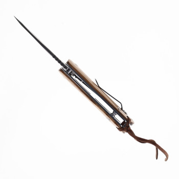 Klaken Knives Folding Knife Zebrawood Handle Damascus Plain Edge J355-Dot-Zebra