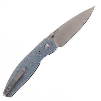 Three Rivers ATOM Linerlock Tumbled MagnaCut Blade Blue Denim Micarta 3D Contoured Lizard Skin Scales DLR-ATM-MIC-LS