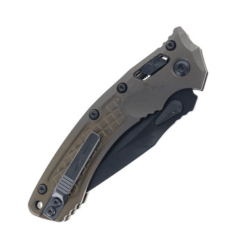 Microtech Amphibian Ram-Lok Axis Lock Folding Knife M390MK DLC Stonewashed Clip Point Blade Antique Bronze Frag Titanium Handle 137RL-1DLCTFRMS1