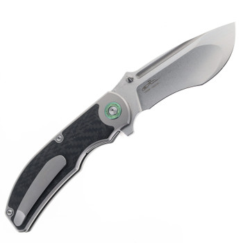 TwoSun Folding Knife 14C28N Stonewash Blade Titanium Carbon Fiber Handle Folding Knife TS568-14C-SW