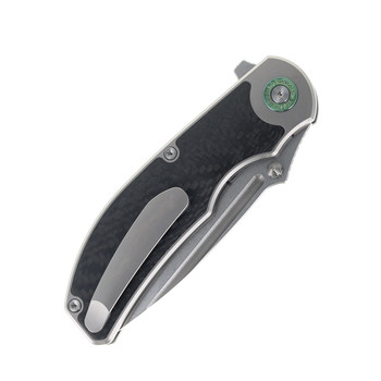 TwoSun Folding Knife 14C28N Stonewash Blade Titanium Carbon Fiber Handle Folding Knife TS568-14C-SW